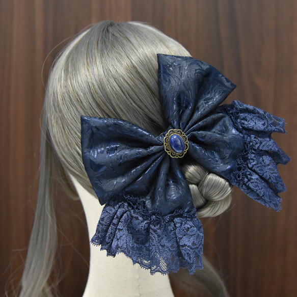 2wayリボン【…Blue Rose…】◆ブローチ＆髪飾り 6枚目の画像