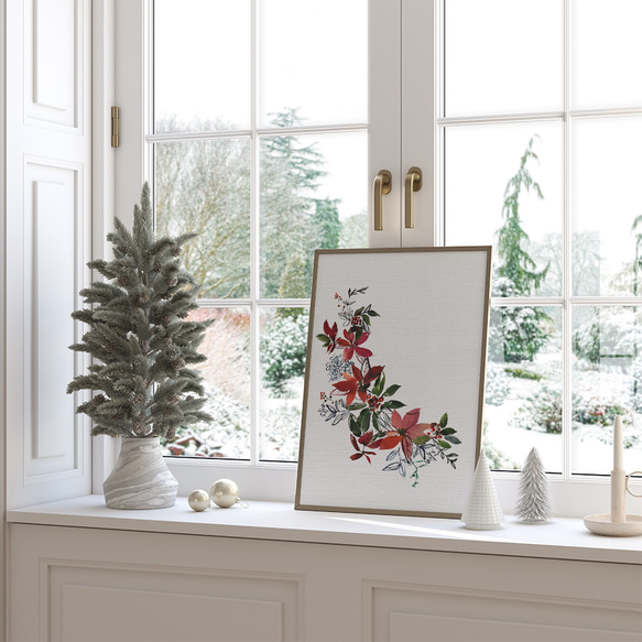 クリスマスのアレンジポスター / i1048 / モミの木やポインセチア