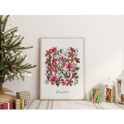クリスマスの植物ポスター　/ i1046 / モミの木やポインセチア　リースやスワッグ、アレンジメント 3枚目の画像