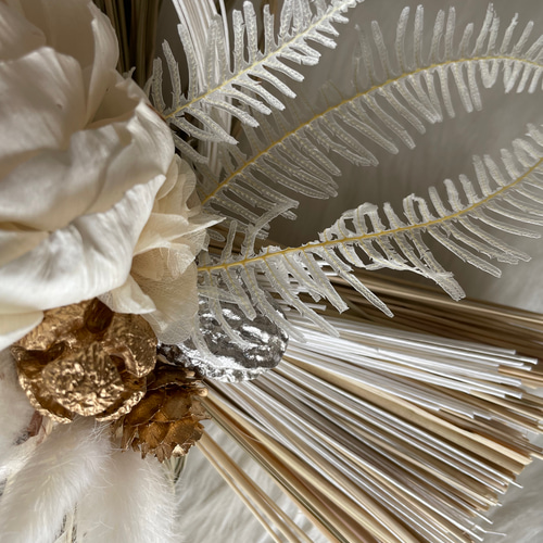 ドライフラワーのシンプルなしめ縄飾り お正月のお飾り しめ縄リース