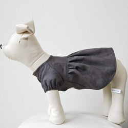 綿ジャガード生地を使った小型犬サイズラグランスリーブワンピース 3枚目の画像