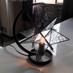 【エトワール☆ランプ】お星さまのスタンドランプ　昭和アンティークガラス使用 6枚目の画像