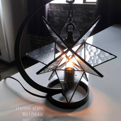 【エトワール☆ランプ】お星さまのスタンドランプ　昭和アンティークガラス使用 2枚目の画像