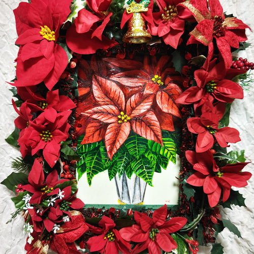 油絵 絵画 【赤いポインセチア】
