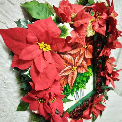 油絵 クリスマスの花 赤 ポインセチア 油絵 クリスマスの花 赤 ポインセチア