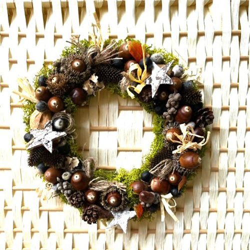 秋・冬リース① 「森のリース・ウインターリース」木の実などの自然  