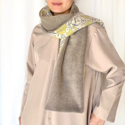 \\ジャガード花柄ニット✖️上質メルトンフリース//暖かマフラー(Yellow) 5枚目の画像