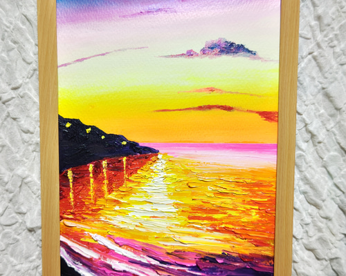 油絵 絵画 宵の海【A4】