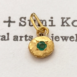 K22＋K24純金◇エメラルド◇ペンダントトップ K24 Emerald Pendant Top 6枚目の画像