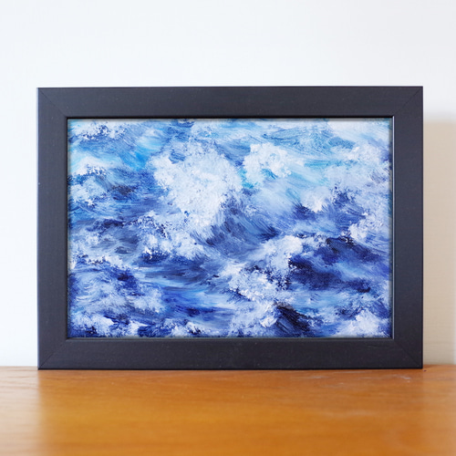 RIKUMUページ◆油絵SMサイズと注文のお品 浪 油彩画 Fサイズ SM 額縁付き サイズ約26*19cm 絵画 forest33