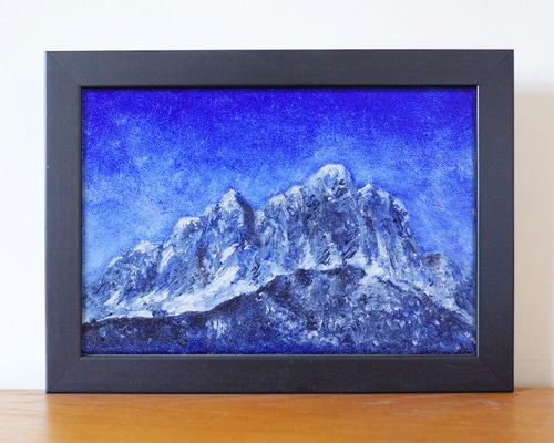 油彩画 アルプス雪山と森林の風景 金色フレーム　作者サイン入り 油彩画 アルプス雪山と森林の風景 金色フレーム 作者サイン入り