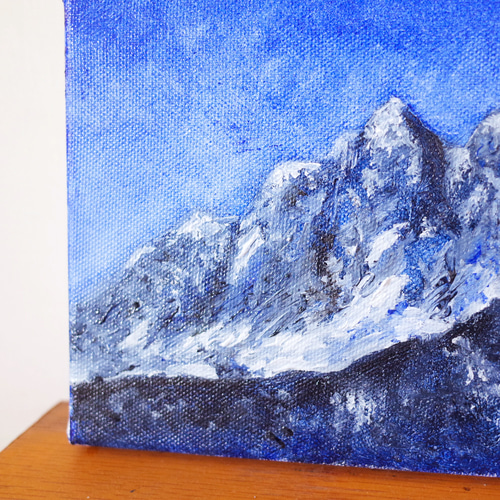 絵画 油絵　額付き 雪山 油彩画 Fサイズ SM 額縁付き サイズ約26*19cm 絵画