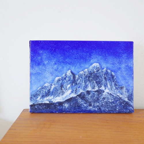 雪山 油彩画 Fサイズ SM 額縁付き サイズ約26*19cm 絵画
