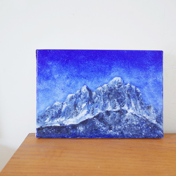 雪山 油彩画 Fサイズ SM 額縁付き サイズ約26*19cm 2枚目の画像