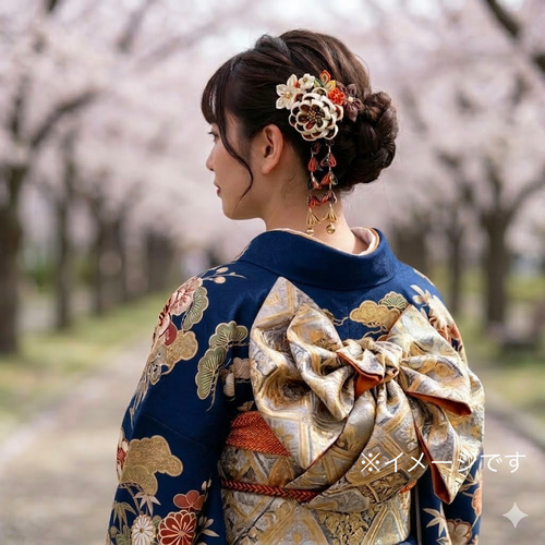 ⭐︎受注制作《特集掲載》【大正浪漫】〈カメリア椿〉髪飾り｜ボブにも