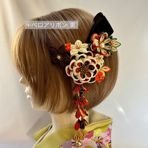 特集掲載【大正浪漫】〈カメリア椿〉ボブ ショート つまみ細工 髪飾り