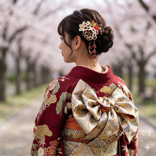 【高級縮緬】アンティーク　着物　大正　女の子　髪飾りセット　希少価値 特集掲載》【大正浪漫】〈ダリア大〉髪飾り｜凛と華やぐ、レトロ和