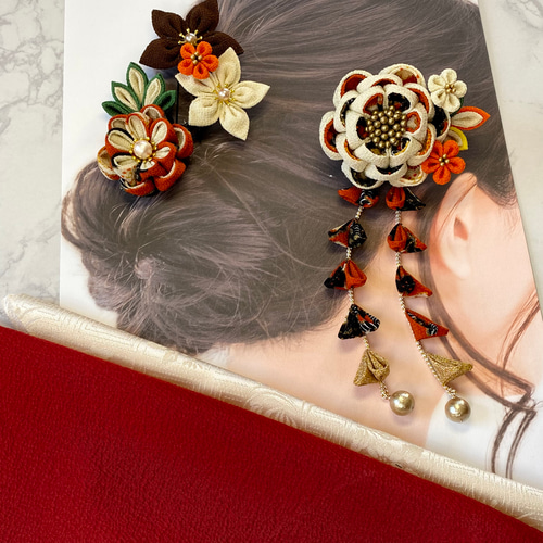 特集掲載【大正浪漫】〈カメリア椿〉ボブ ショート つまみ細工 髪飾り