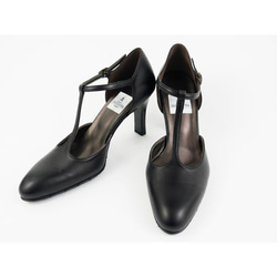 獨立 T 型高跟鞋，輪廓優美，黑色，8 公分鞋跟正裝 第7張的照片