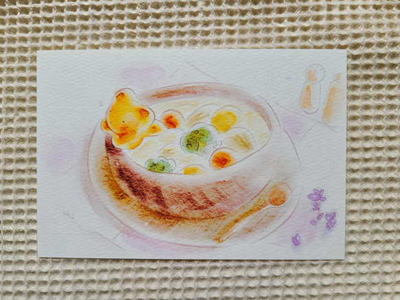 『あったかスープ』水彩風ポストカード3枚セット 2枚目の画像