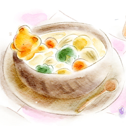 『あったかスープ』水彩風ポストカード3枚セット 1枚目の画像