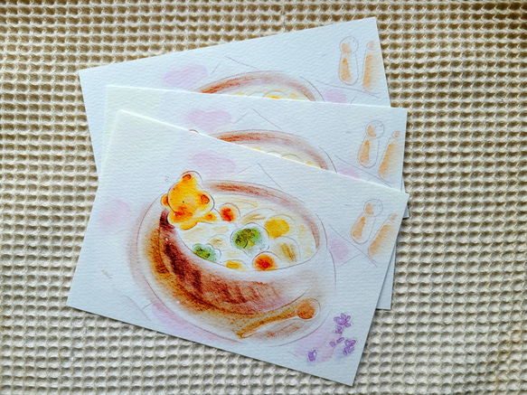 『あったかスープ』水彩風ポストカード3枚セット 4枚目の画像