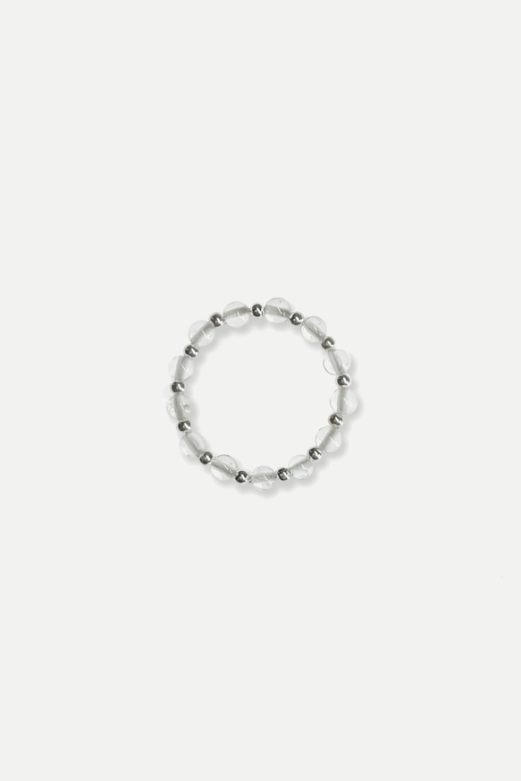 SUM 簡約 白水晶 純銀 串珠戒指 第1張的照片