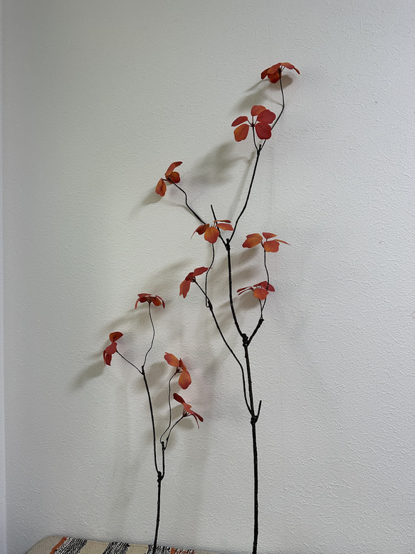 [送料込み] ドウダンツツジ　紅葉 N2 フェイクグリーン　造花 人工観葉植物　2本セット 4枚目の画像
