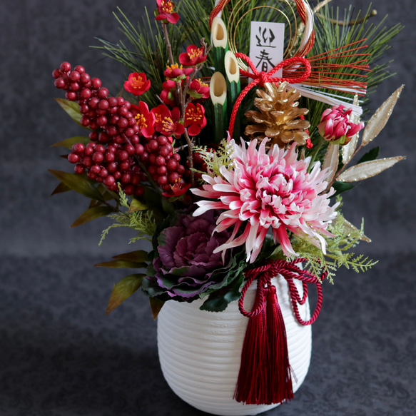 お正月★伝統的な門松風アレンジ 白花器 4枚目の画像