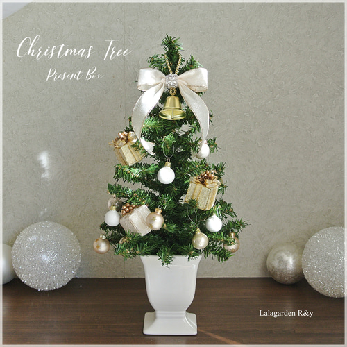 軽い♪華やかプレゼントBOX クリスマスオーナメント オフホワイト