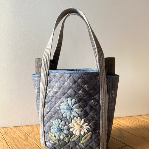 サイドポケット パッチワークキルトバッグ トートバッグ lilla