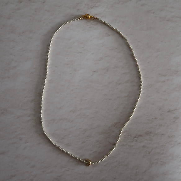 ゴールド ビーズネックレス 38㎝ ゴールドネックレス 磁石タイプ