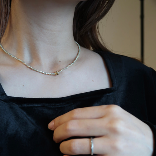 ゴールド ビーズネックレス 38㎝ ゴールドネックレス 磁石タイプ