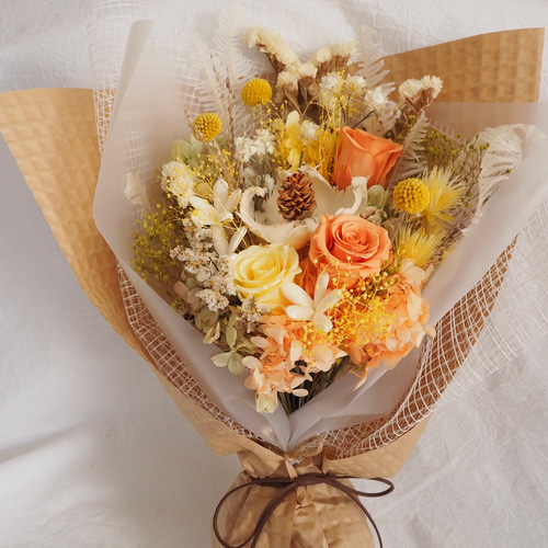 ナチュラルで可愛い プリザーブドフラワーの花束 bouquet プリザーブド