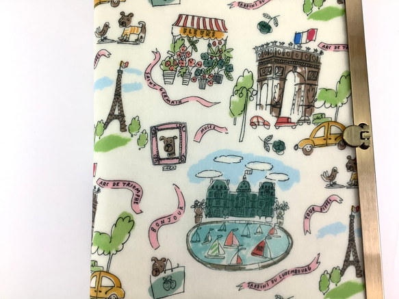 パリの街並み【受注制作】B6手帳・ノートカバー　リバティプリント　ビニコ　ボンジュール 2枚目の画像