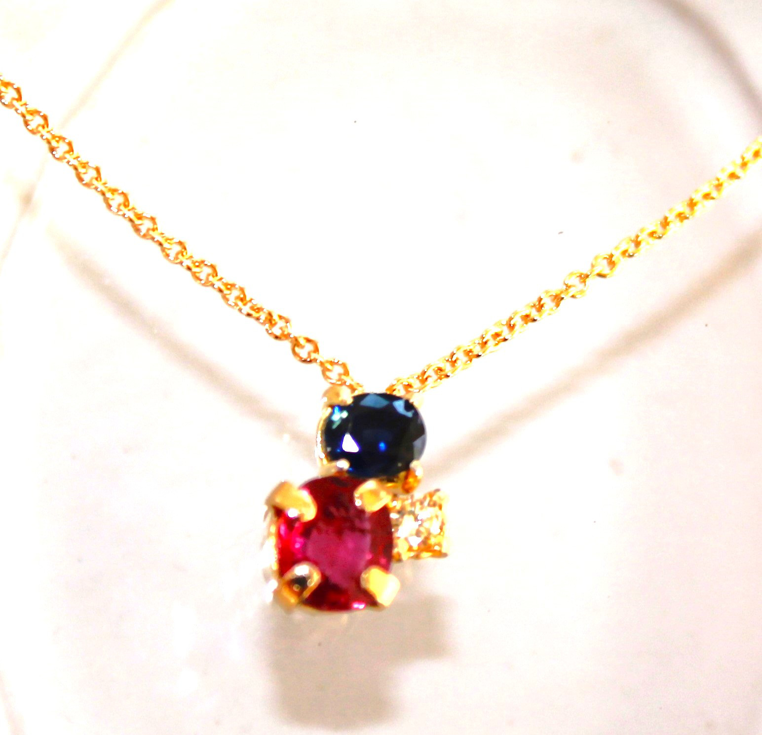- ichigo cake - Spphire & Diamond & Ruby Pendant Top