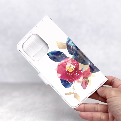 椿 - 手帳型スマホケース〈内側デザイン入り/対応機種は写真ご覧