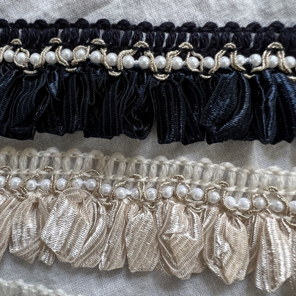 【50cm起】FC-0441 Fringe 流蘇蕾絲蕾絲絲帶緞帶編織珠光材質 第2張的照片