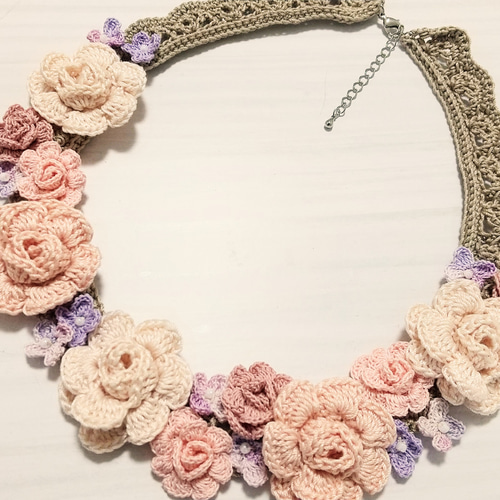 【匿名配送／レース薔薇園】Roasレース幸福の木のネックレス レース編み＊RoseGardenネックレス~storia チョーカー *Kumate