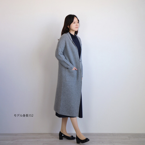 春コートにも◎】カシミヤ混 襟付きロングカーディガン【ホール 春コートにも◎】カシミヤ混 襟付きロングカーディガン【ホール