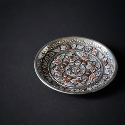 ペルシャの銅皿　飾り皿（ガラムザニー）Φ15ｃｍ 正倉院宝物デザイン【GZANI-020】 9枚目の画像