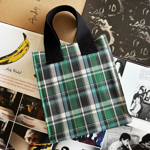 チェック柄トートバッグ（緑と黒） Amazon | [ZXHNB] 黒緑のチェック トートバック A4 大容量 トート