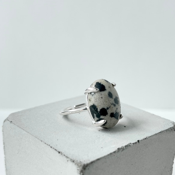 Dalmatian Jasper Oval Ring《SILVER or GOLD》 3枚目の画像