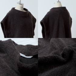 高品質羊毛圍巾法式袖A字背心/深棕色 第17張的照片