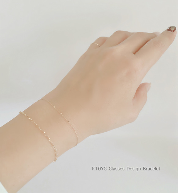 【K10YG】 長さが選べる♡Glasses Design Bracelet〜round 1枚目の画像