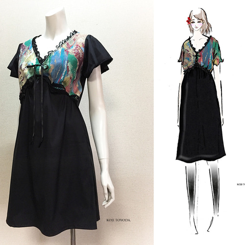 1点もの・デザイン画付き】絵画風ゴブラン織り＆イタリア製綿混生地  