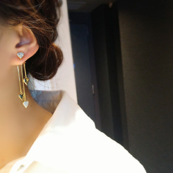 ラスト1点◆Triple heart chain earrings  3連ハートチェーンの樹脂イヤリング樹脂ピアス 7枚目の画像