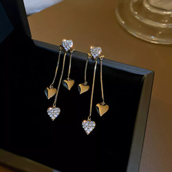 ラスト1点◆Triple heart chain earrings  3連ハートチェーンの樹脂イヤリング樹脂ピアス 12枚目の画像