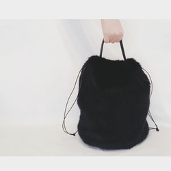 Eco fur drawstring bag - smooth 4枚目の画像