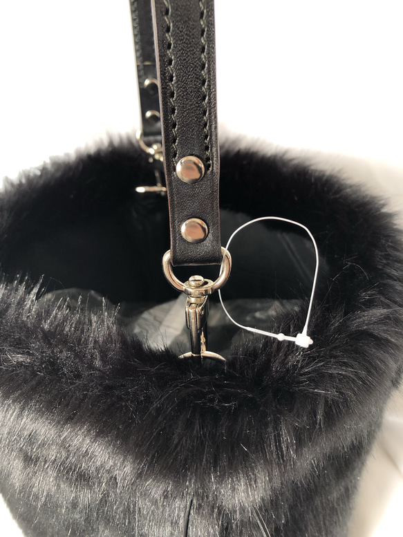 Eco fur drawstring bag - smooth 5枚目の画像